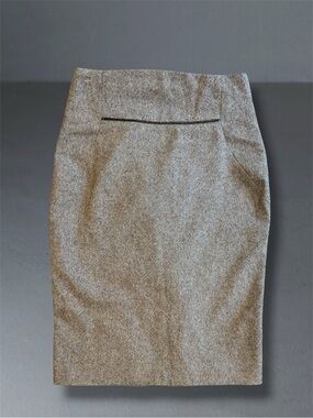EXPRESS Design Studio Tweed Pencil Skirt Size 0 Leopard Print Lining Grey